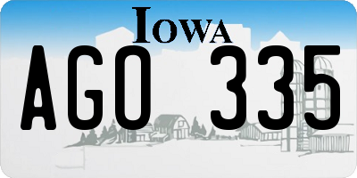 IA license plate AGO335
