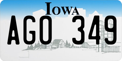 IA license plate AGO349