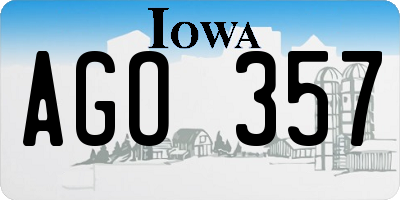 IA license plate AGO357