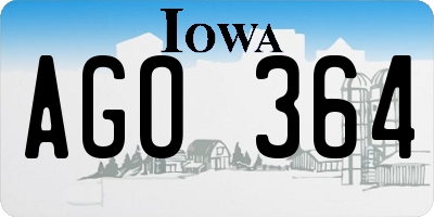 IA license plate AGO364