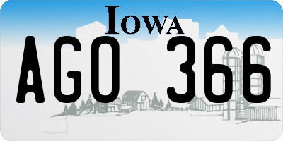 IA license plate AGO366