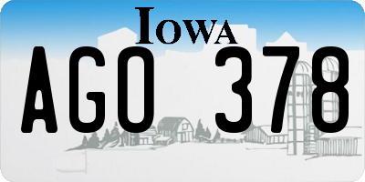 IA license plate AGO378