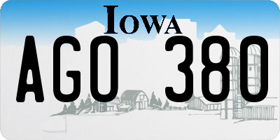IA license plate AGO380