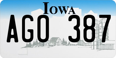 IA license plate AGO387