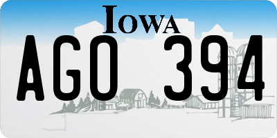 IA license plate AGO394