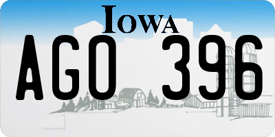 IA license plate AGO396
