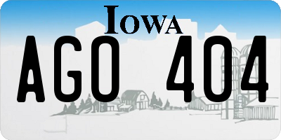 IA license plate AGO404