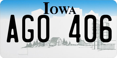 IA license plate AGO406