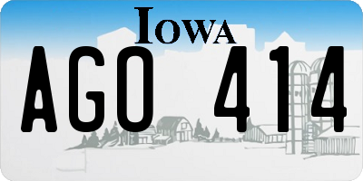 IA license plate AGO414