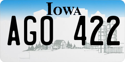 IA license plate AGO422