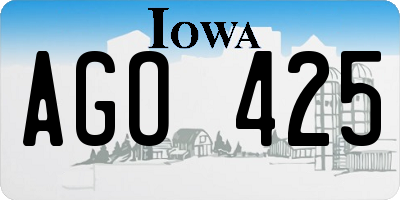 IA license plate AGO425