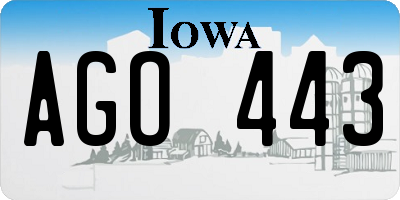 IA license plate AGO443