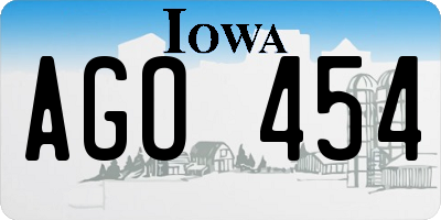 IA license plate AGO454