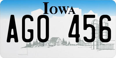 IA license plate AGO456