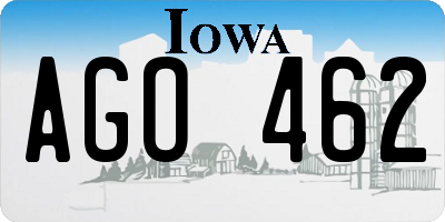 IA license plate AGO462
