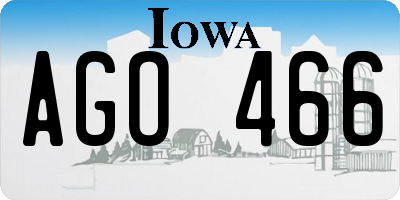 IA license plate AGO466