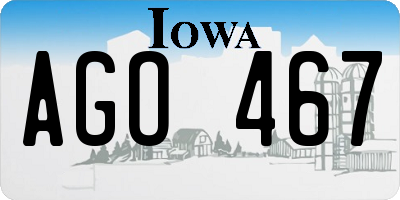 IA license plate AGO467