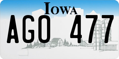 IA license plate AGO477