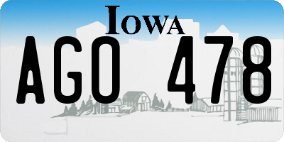 IA license plate AGO478