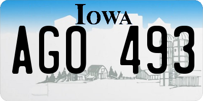 IA license plate AGO493