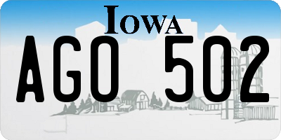 IA license plate AGO502