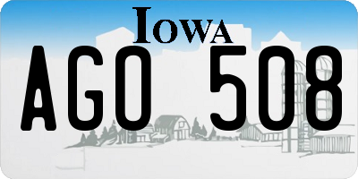 IA license plate AGO508