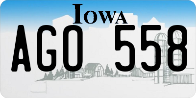 IA license plate AGO558