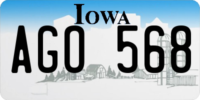 IA license plate AGO568