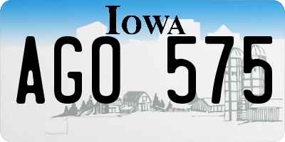 IA license plate AGO575