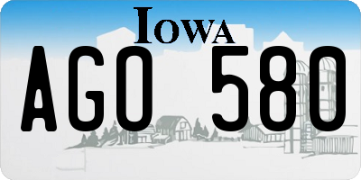 IA license plate AGO580