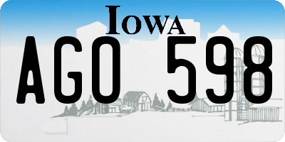 IA license plate AGO598