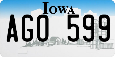 IA license plate AGO599