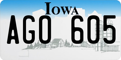 IA license plate AGO605