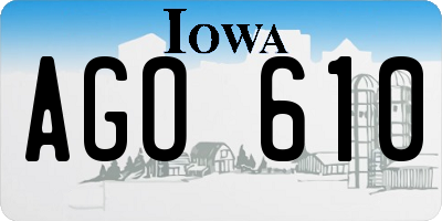 IA license plate AGO610