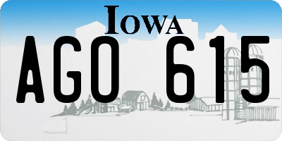 IA license plate AGO615