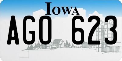 IA license plate AGO623