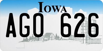 IA license plate AGO626