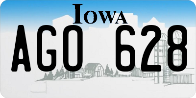 IA license plate AGO628