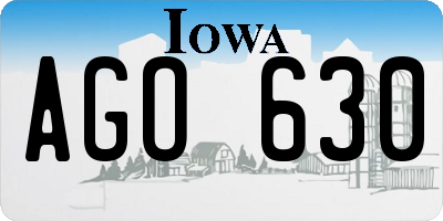 IA license plate AGO630