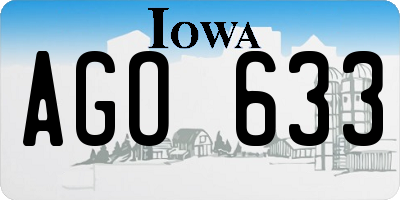 IA license plate AGO633