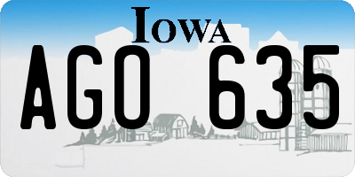 IA license plate AGO635