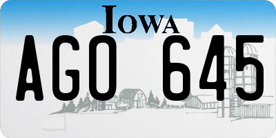 IA license plate AGO645