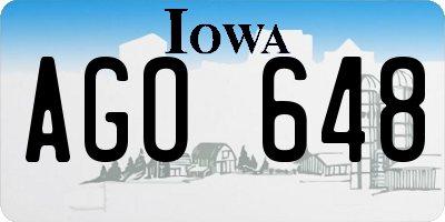 IA license plate AGO648