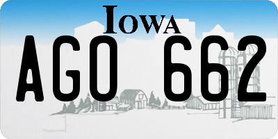 IA license plate AGO662