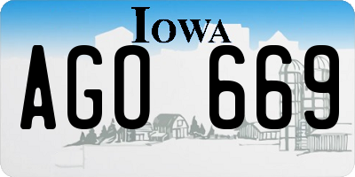 IA license plate AGO669
