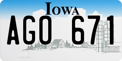 IA license plate AGO671