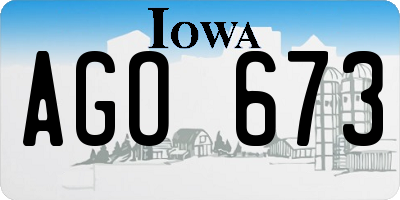 IA license plate AGO673
