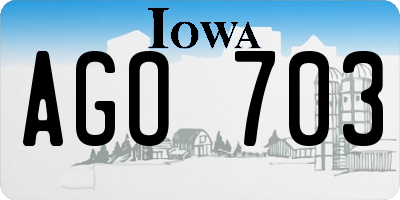 IA license plate AGO703