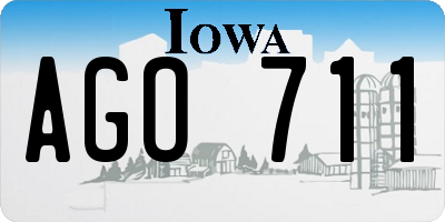 IA license plate AGO711