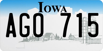 IA license plate AGO715